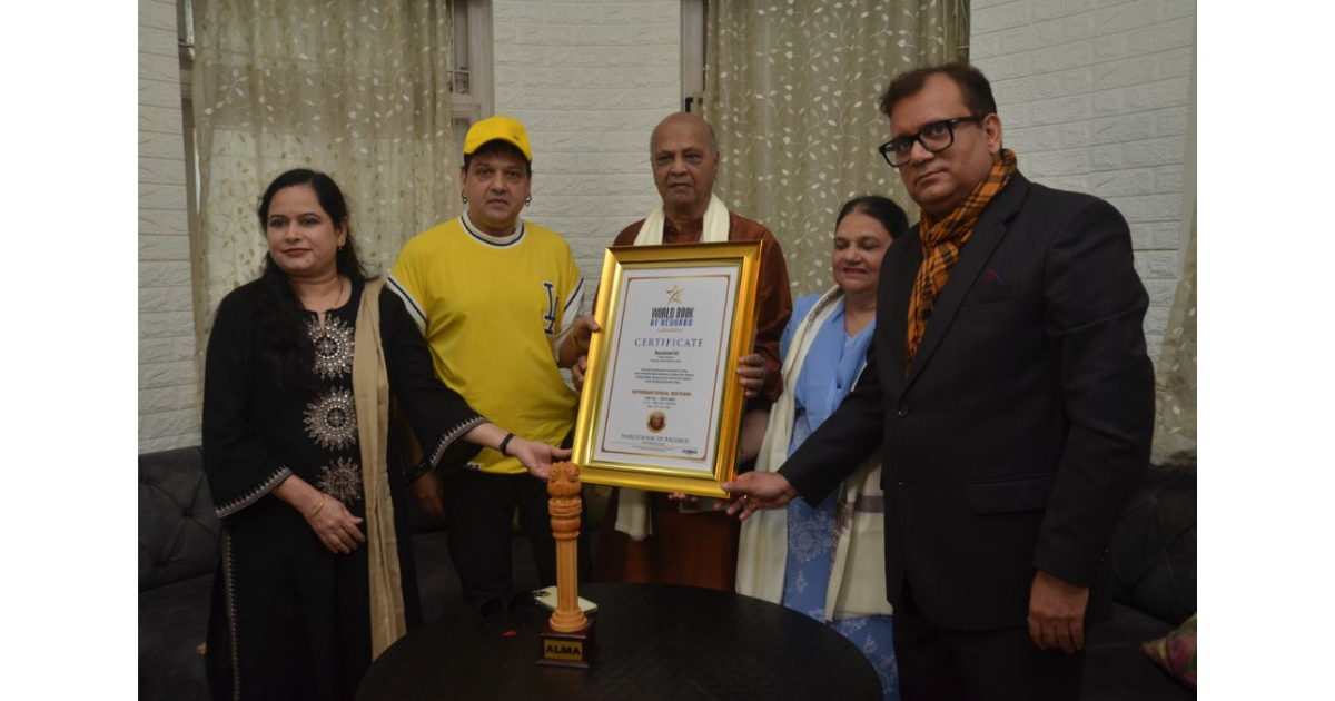 Late Naushad Saab Finds A Mention In World Book of Records,  Legendary Composer's Son Raju Naushad Ali Receives The Award From Santosh Shukla and Usmaan Khan Of World Book Of Records